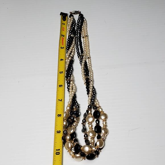 Retro Multi Strand Beaded Twist Necklace Unsigned 20" Vtg - Picture 8 of 8